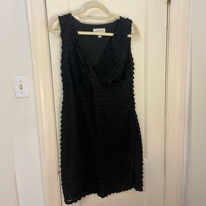 Ronni Nicole Black Ruffled V Neck Mini Dress